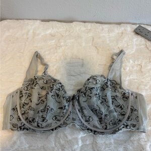 Adore Me Floral Lace Bra - Gray